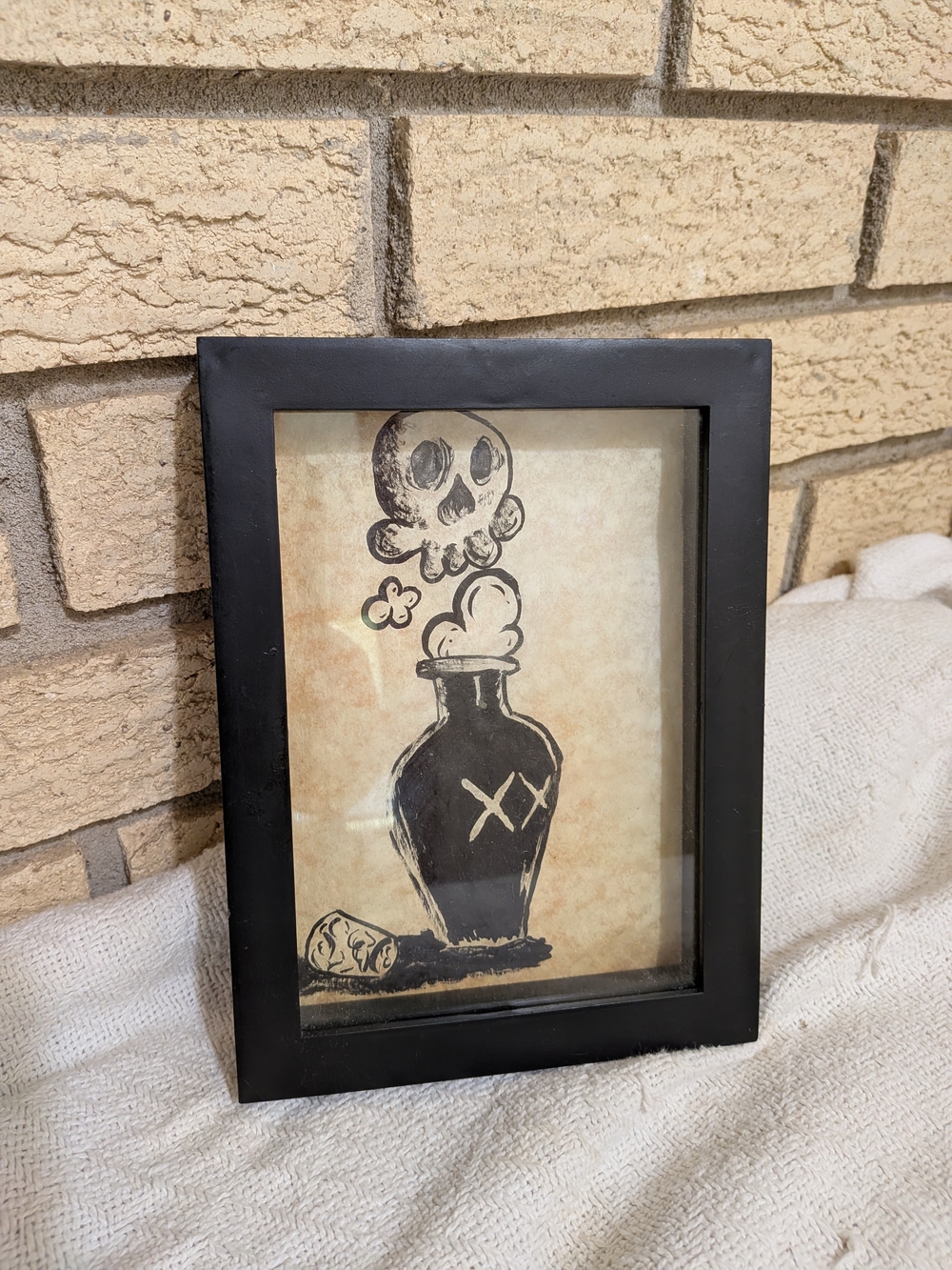 Black Framed Skull Potion Art Print -   Home Accent